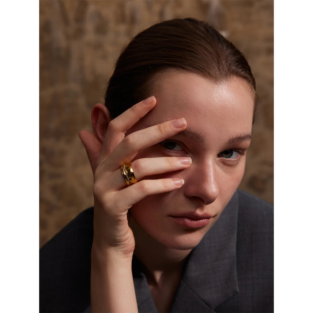 Anel Grosso Zircônia Banhado em Ouro 18k