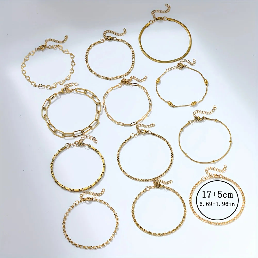 Mix 12 Pulseiras Gabi Banhado em Ouro 18k
