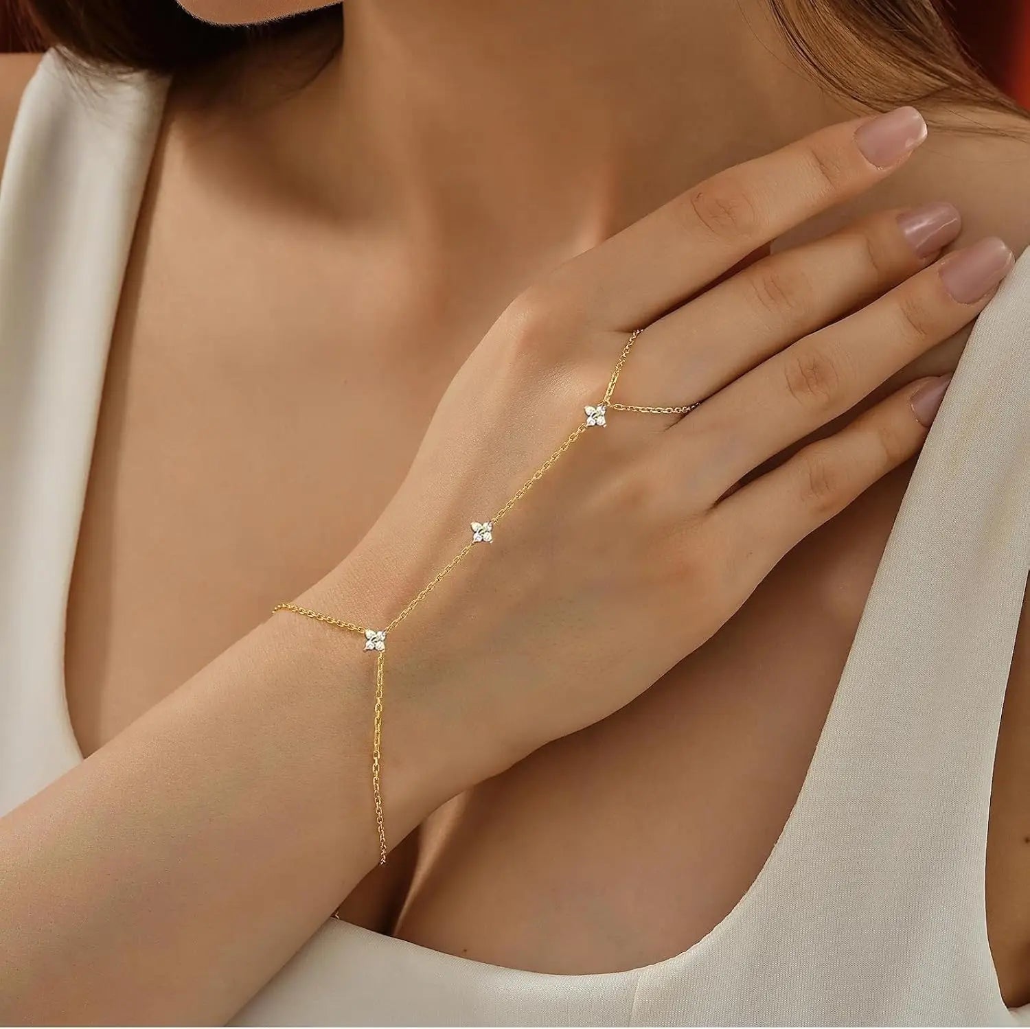 Pulseira de Mão Olivia Banhado em Ouro 18k