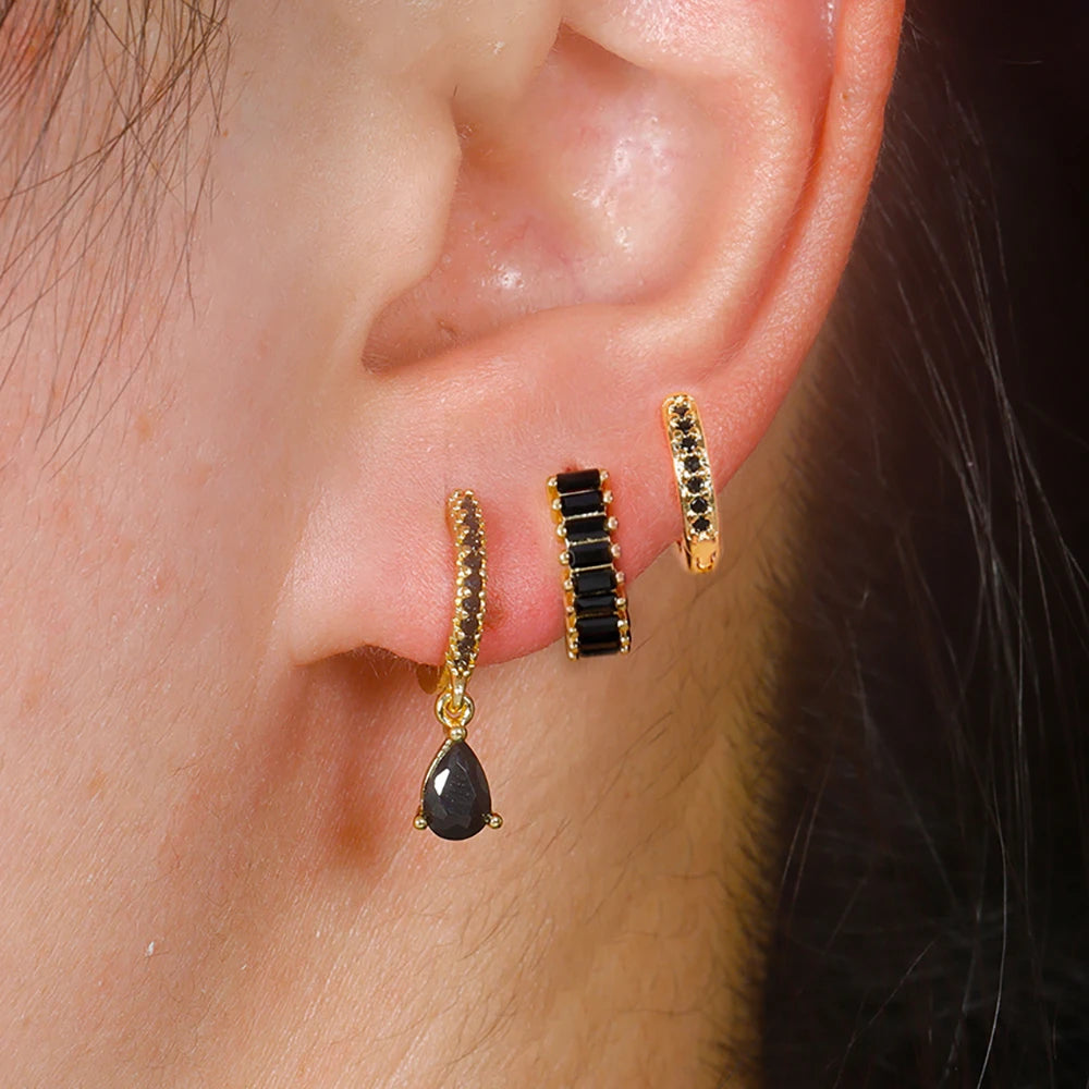 Conjunto Brincos Zircônia Argolas Liora