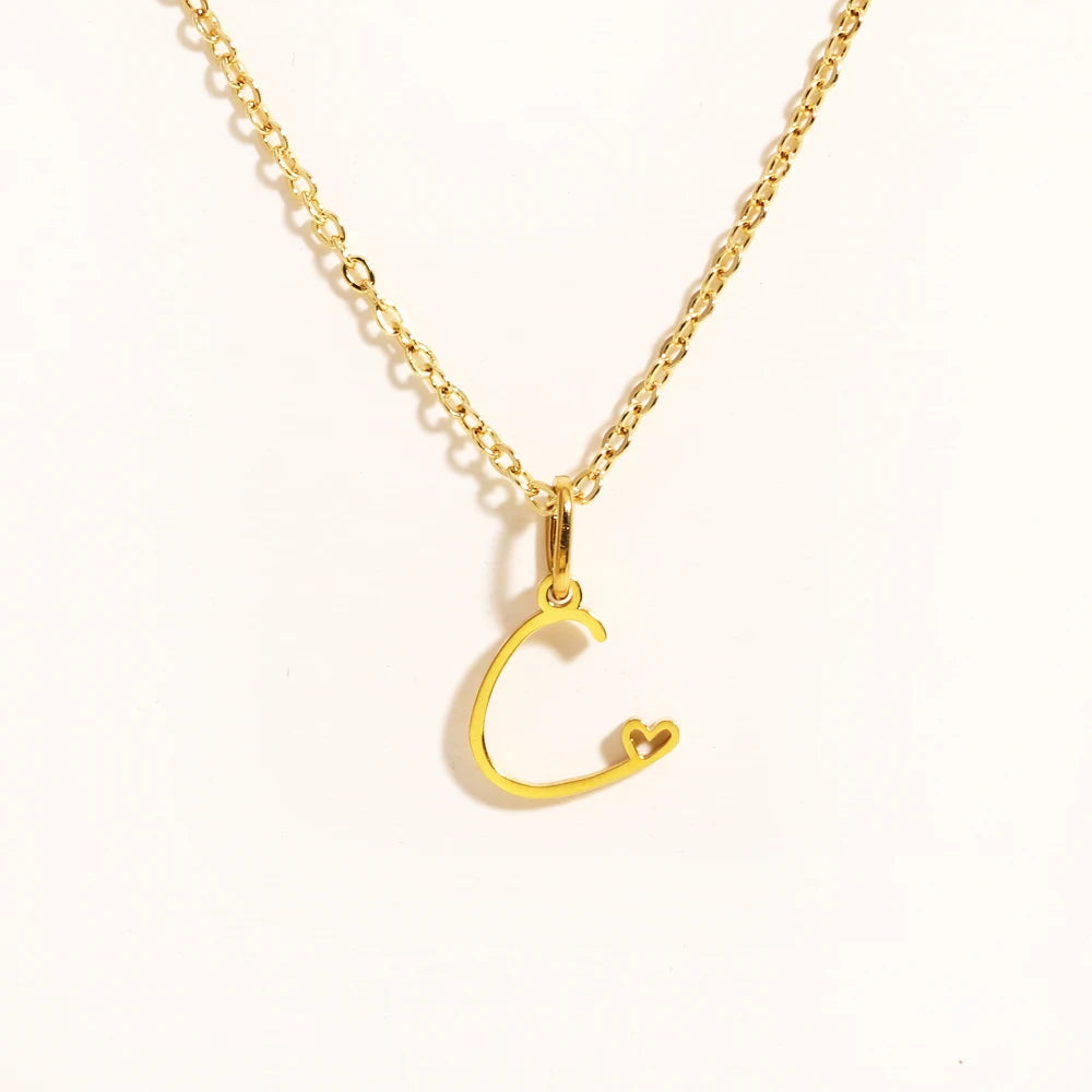 Colar Inicial Coração Banhado em Ouro 18k