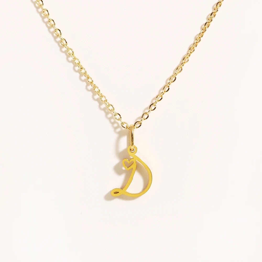 Colar Inicial Coração Banhado em Ouro 18k