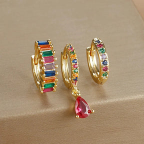 Conjunto Brincos Zircônia Argolas Liora