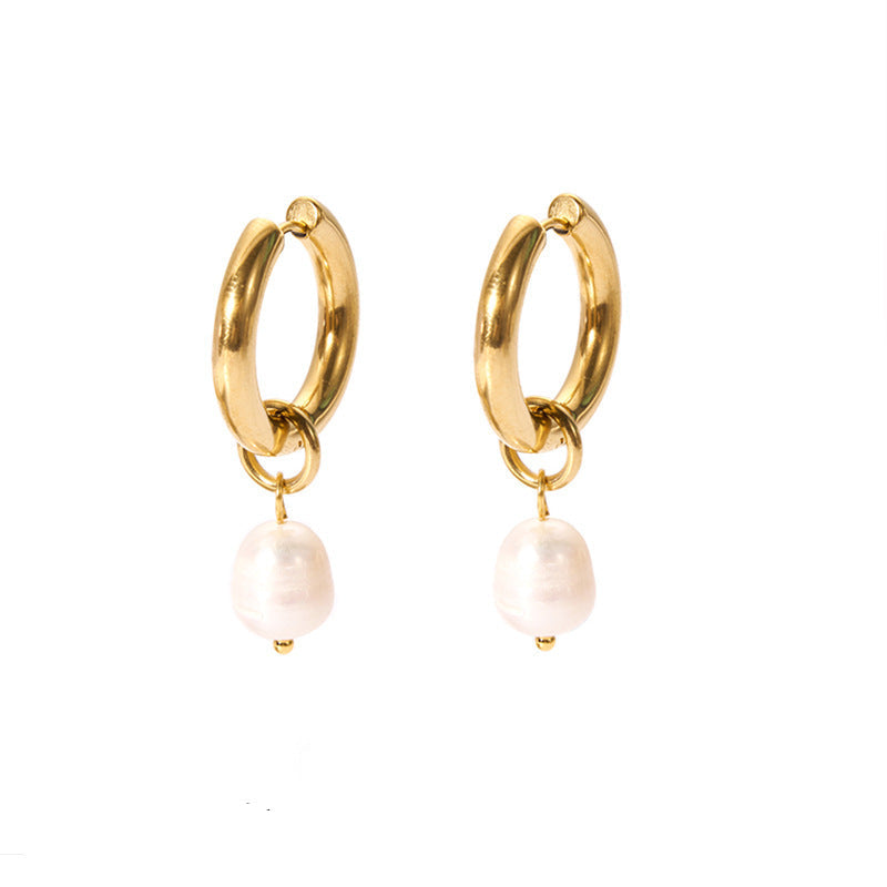 Brinco Argola Pérola Banhado em Ouro 18k