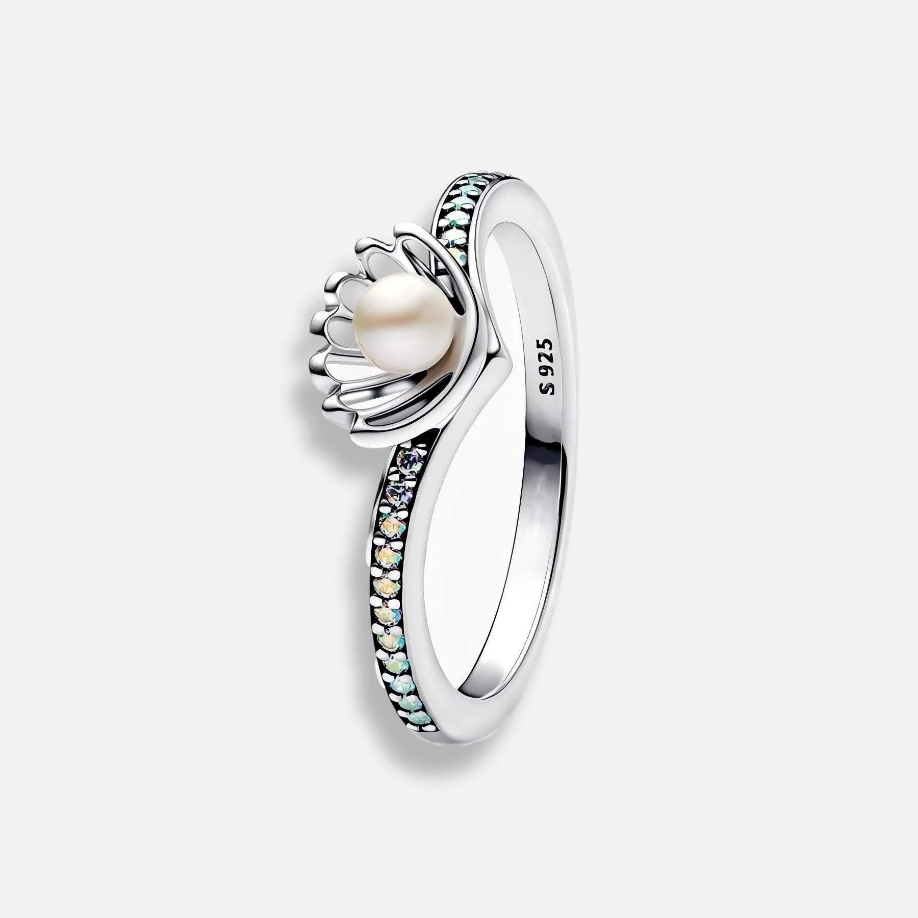 Anel Disney Concha Com Pérola Da Ariel