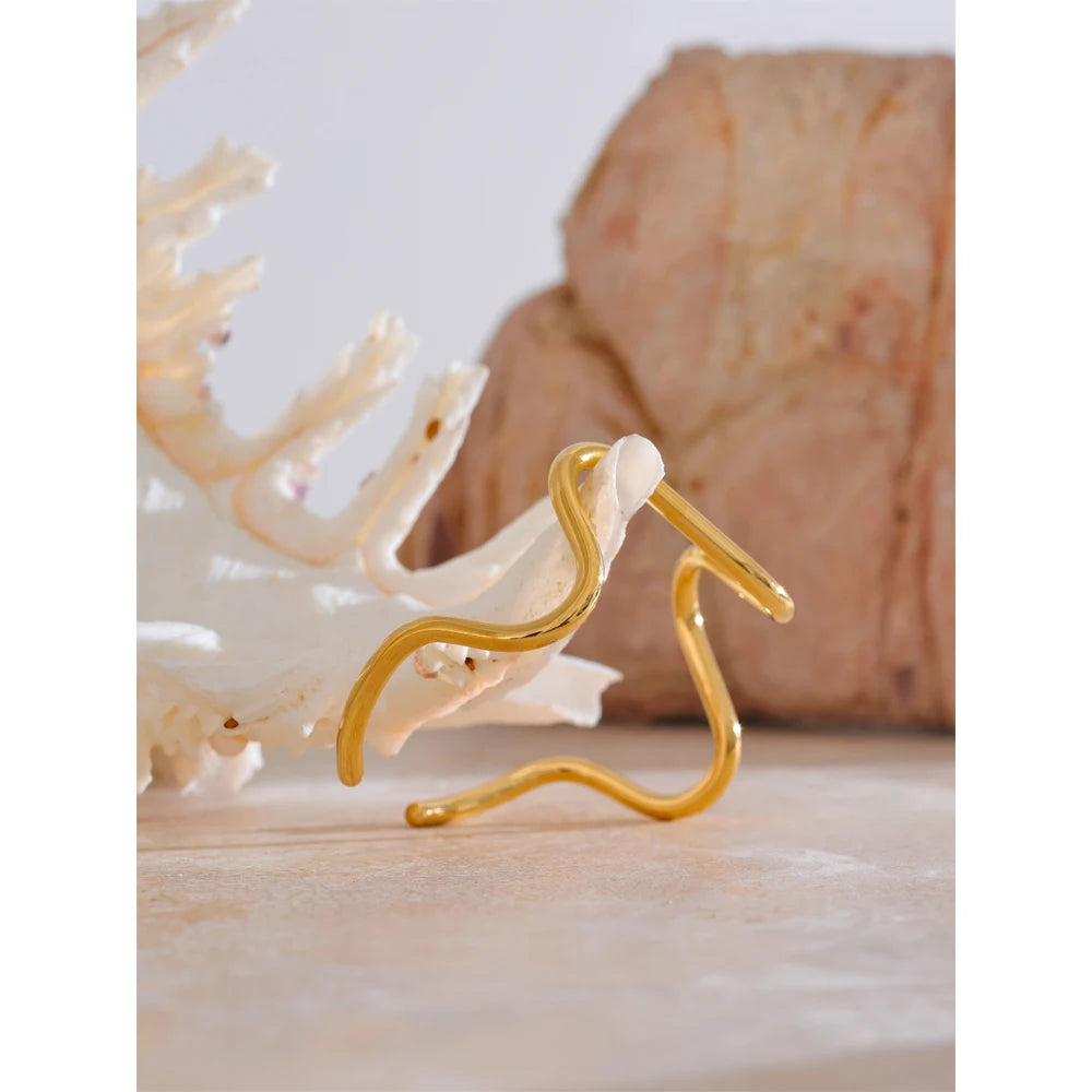 Yhpup Minimalist Stainless Steel Metal Wave Twisted Cuff Open Golden Bracelet Bangle for Women Distinctive High Quality Jewelry - yqi9yt-qe.myshopify.com