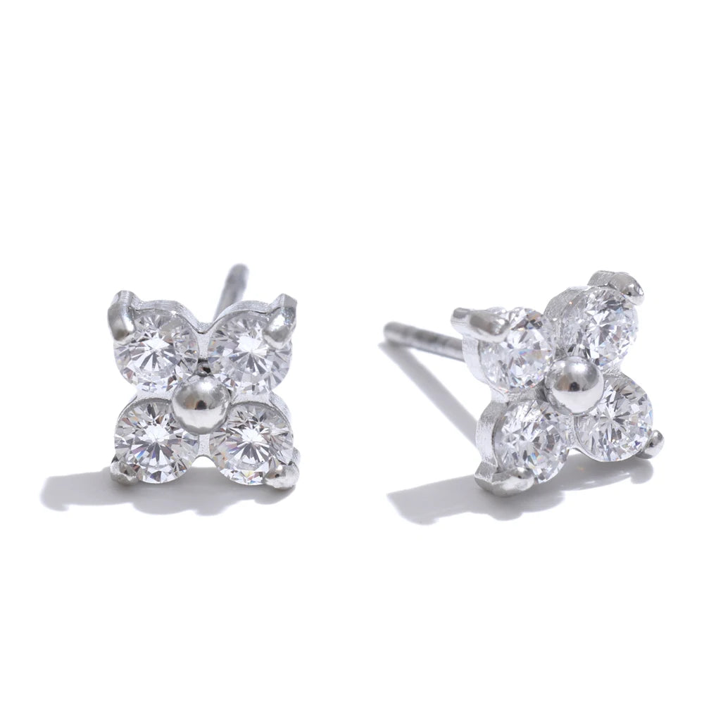 Yhpup Popular Waterproof Shiny Cubic Zirconia Flower Sweet Stud Earrings 316L Stainless Steel Delicate Premium Daily Jewelry - yqi9yt-qe.myshopify.com