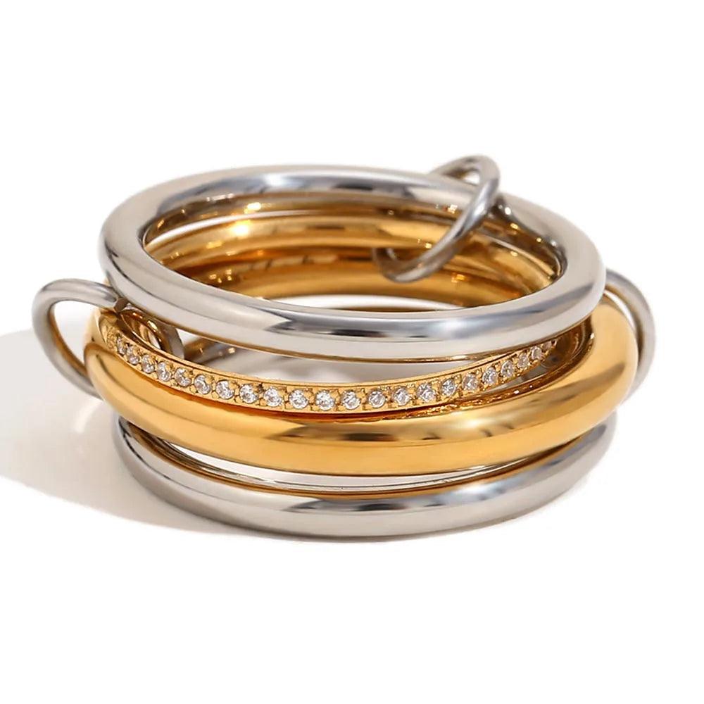 Anel 4 Elos Zircônia Florença - Auriella Joias