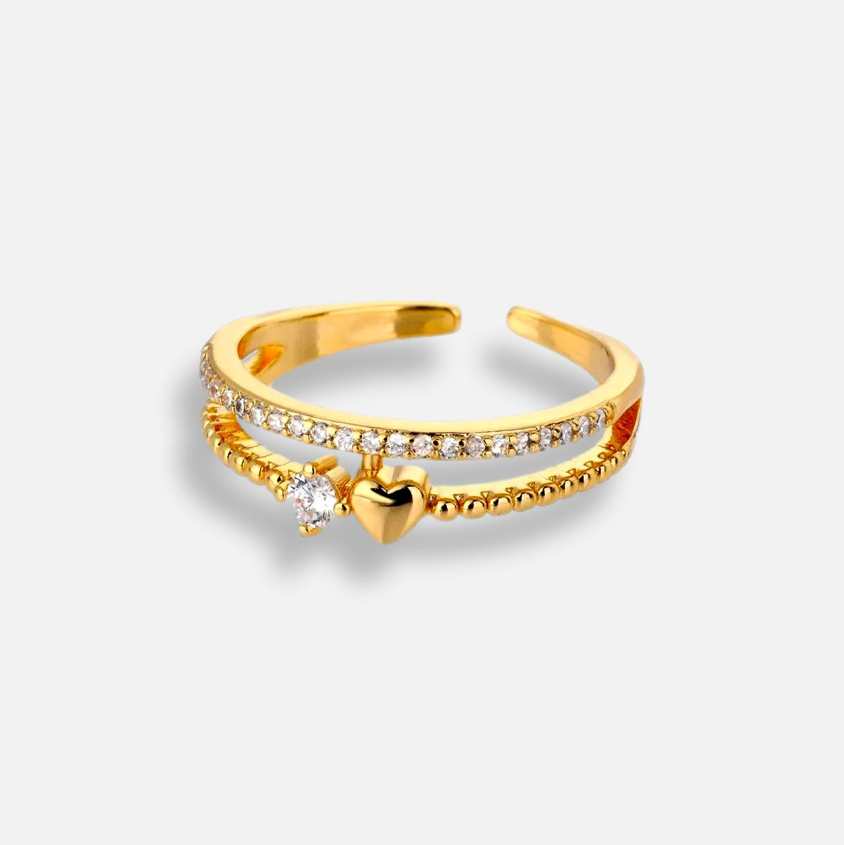 Anel Duplo Zircônia Ajustável Eleni