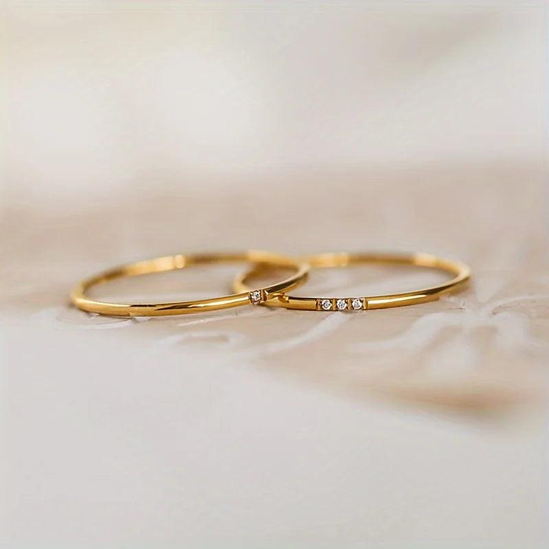 Anel Pontinhos de Zircônia Minimalista Nya - Auriella Joias