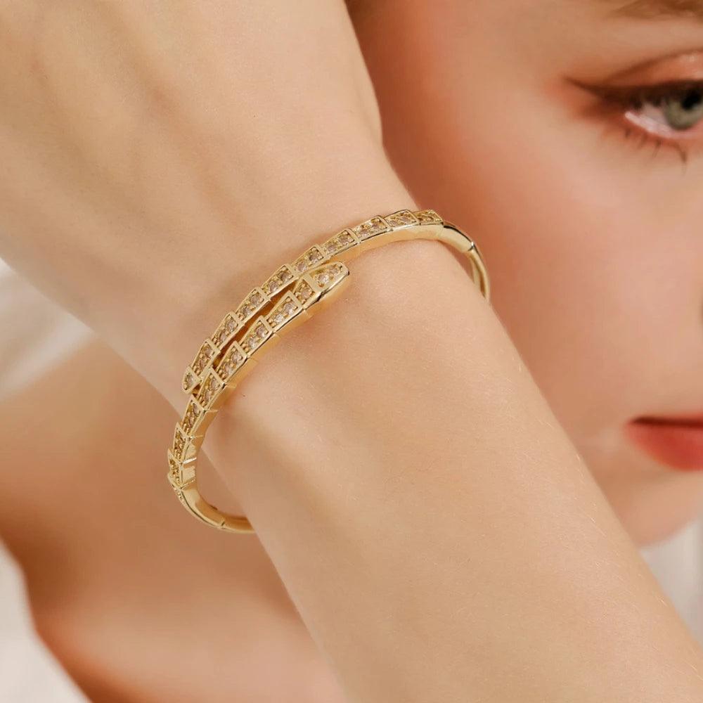 Bracelete Serpente Zircônia Brielle - Auriella Joias