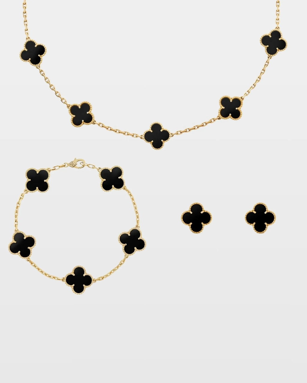 Conjunto Trevo Onix Aven - Auriella Joias